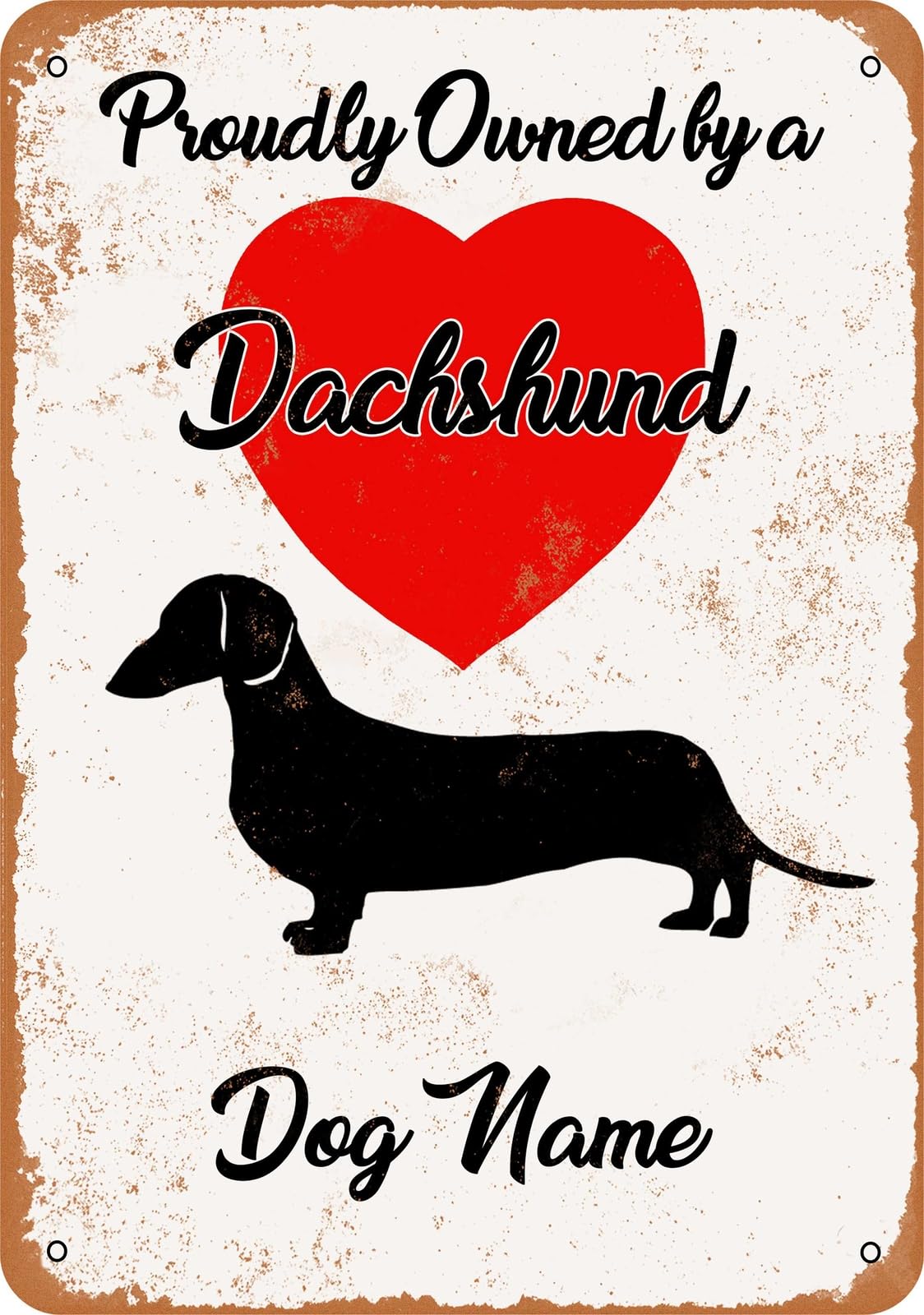 Miaomansenstore Metal Sign - Custom Dog Name - Dachshund 2 - Vintage Look Home Decor