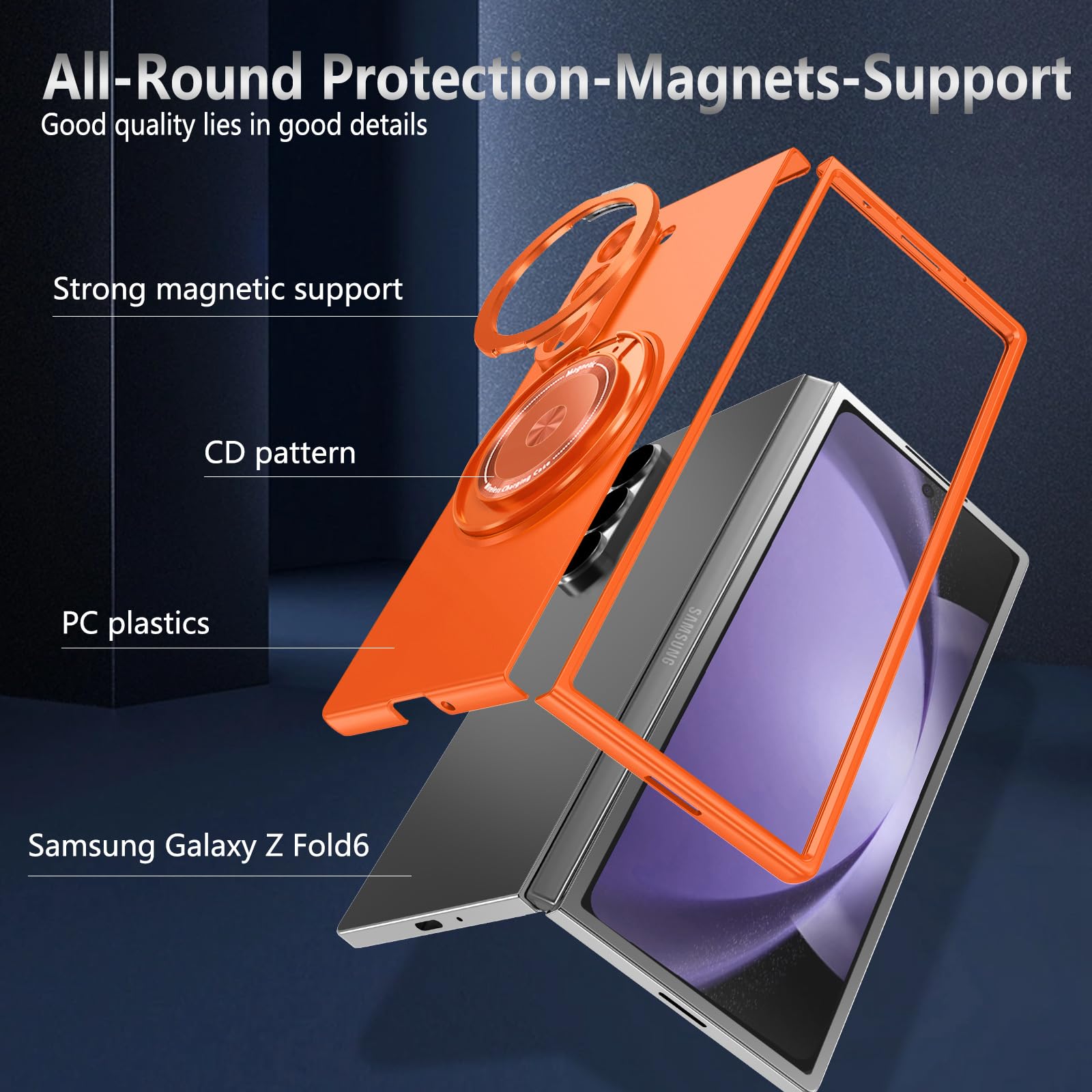 Custodia protettiva girevole pieghevole a 360 gradi per Samsung Galaxy Z Fold 6 5G, custodia protettiva rigida in policarbonato resistente agli urti e alle cadute, antiurto per Samsung Z