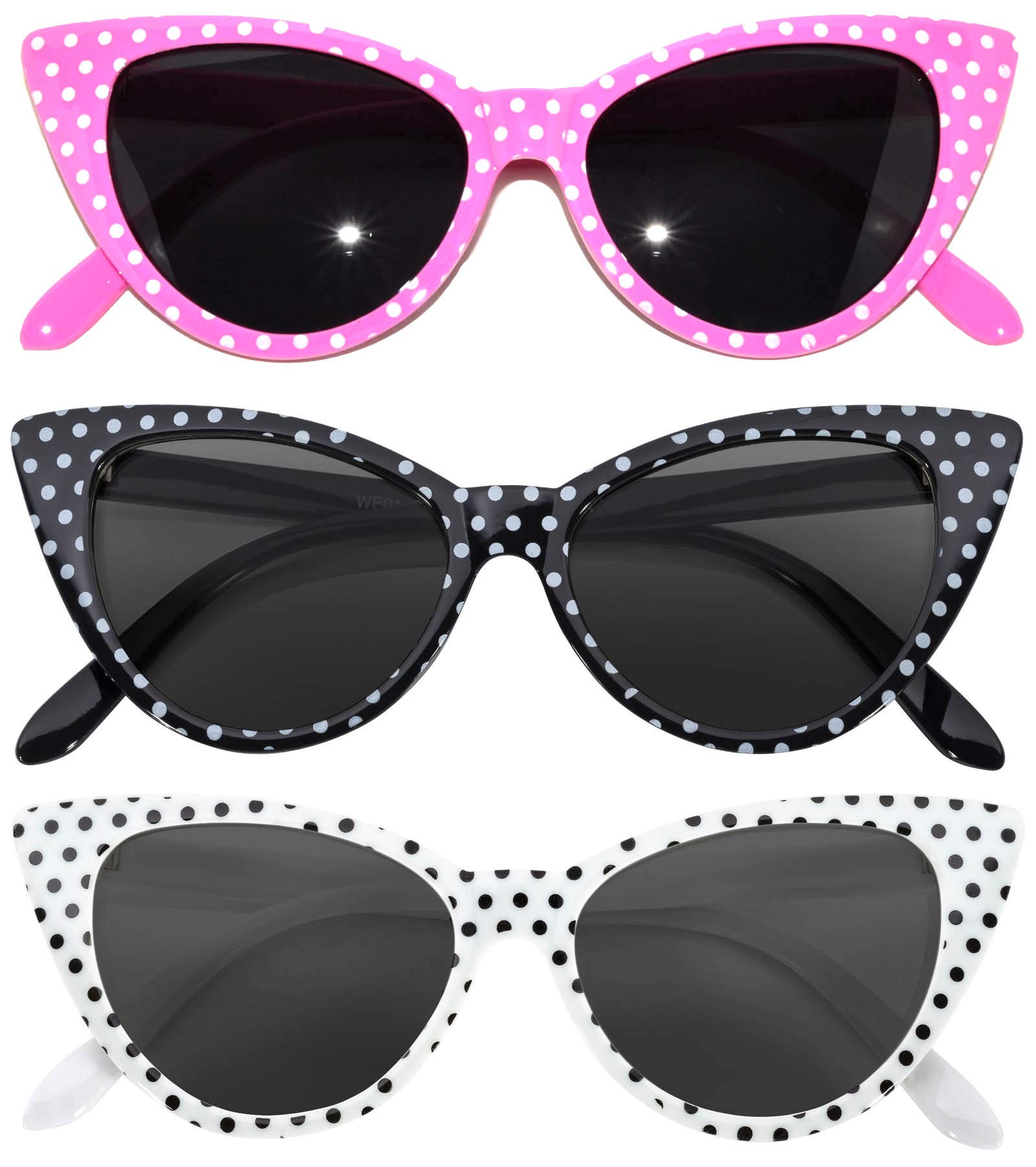 3 Pairs Cat Eye Sunglasses for Women, UV Protected Retro Sunglasses Womens, Beautiful Patterns Cateye Shades for Women