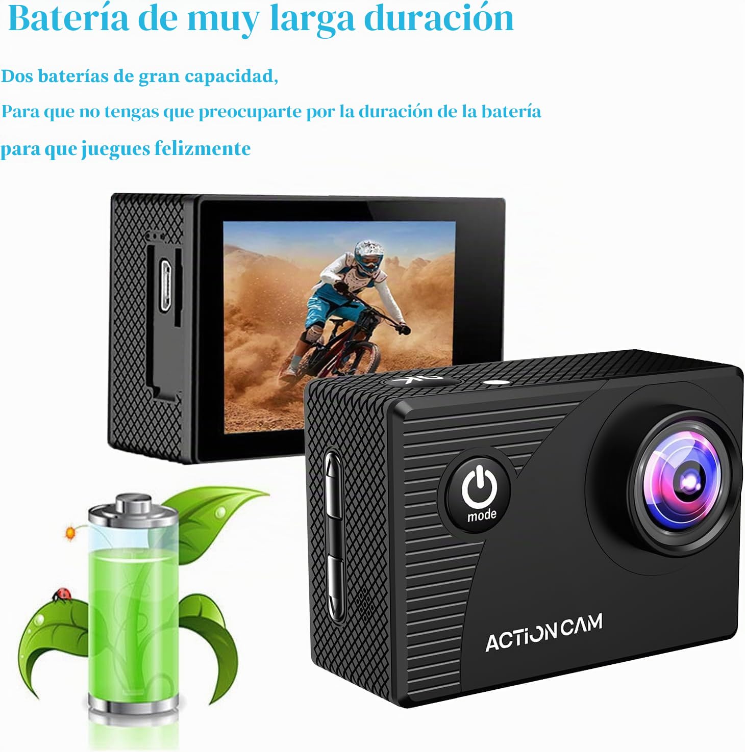Xilecam Cámara Deportiva 1080P, Cámara subacuática 131FT Camara Deportiva 2 baterías Recargables de 900mAh y Kit de Accesorios(Negro)