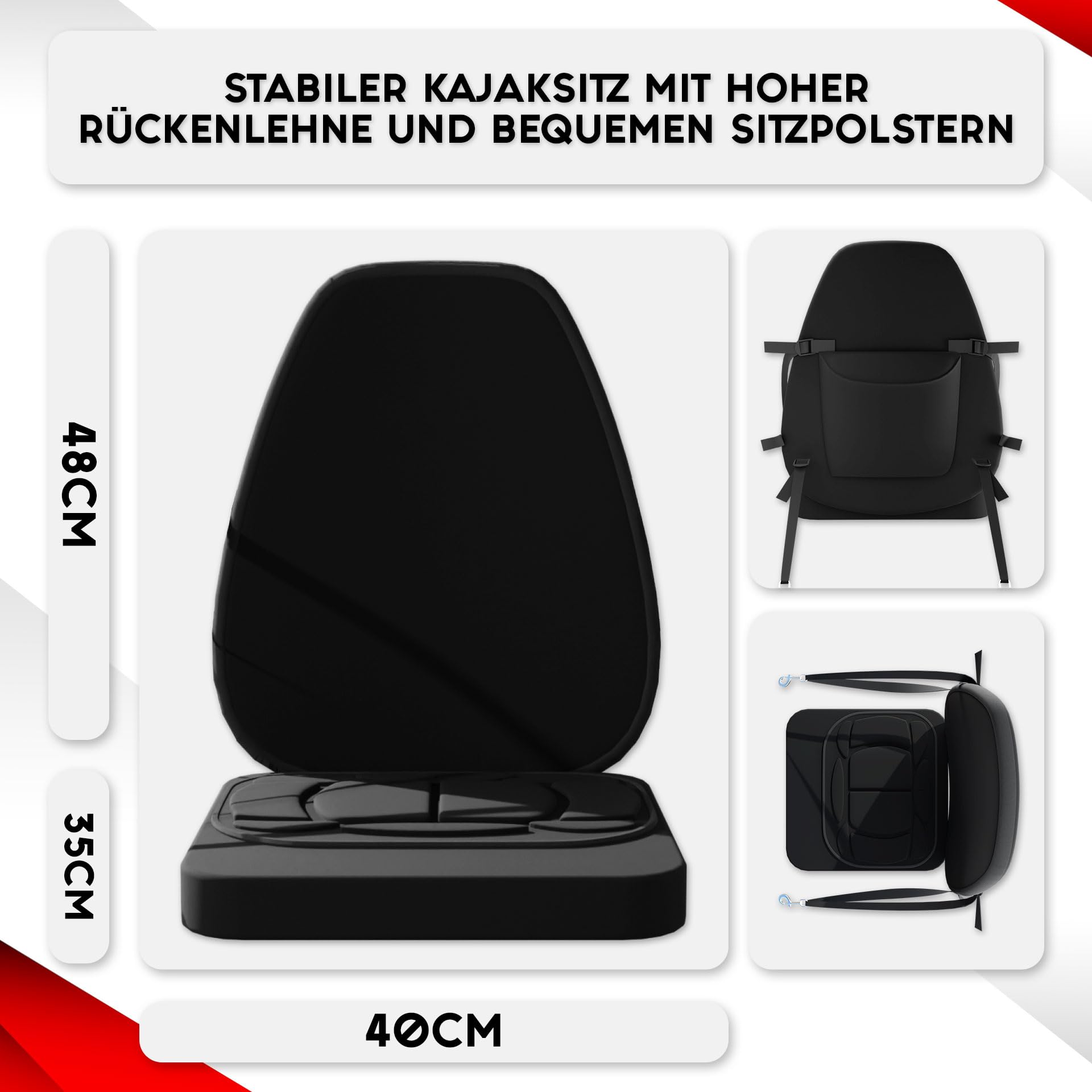 SKINHAWK Premium Drop Stitch Kajak 490 Rot, Schlauchboot, Kanu, zum Aufblasen, Adventure Kajak 490 x 85 cm