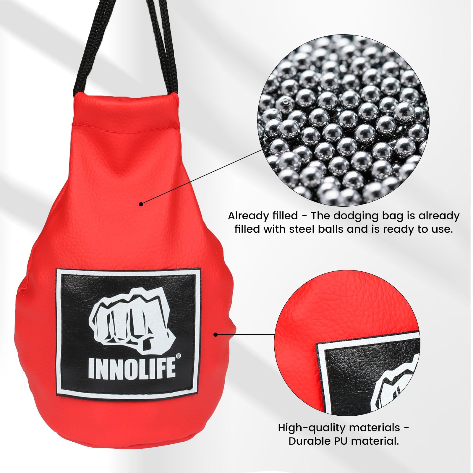 INNOLIFE Sacco Da Boxe A Pendolo Per Riflessi | Pelle Di Mais Con Sfere D'Acciaio | MMA - 5