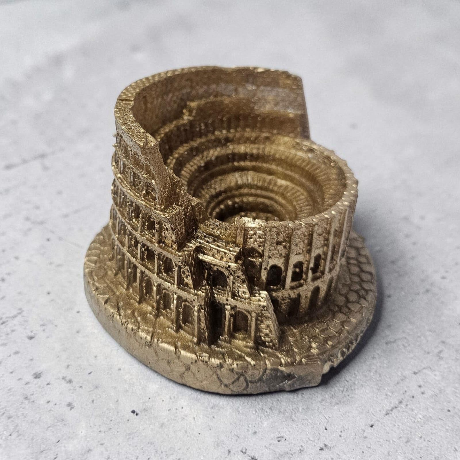 Inventive Art Creation Colosseum Sculptural Decor Piece, Weathered Finish, Architectural Statue, 10 cm x 6.3 cm (Ashen Bronze) 4