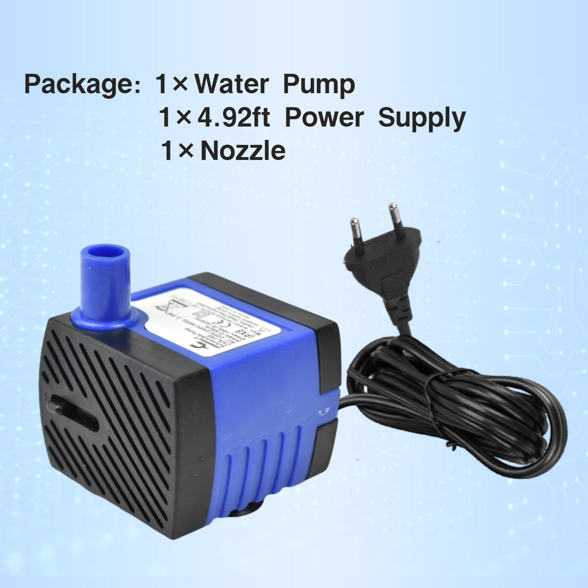 CONQUERALL Mini pompe submersible 2,5 W, débit de 42 GPH, hauteur de refoulement de 1,48 ft, pour petits aquariums et fontaines pour chats