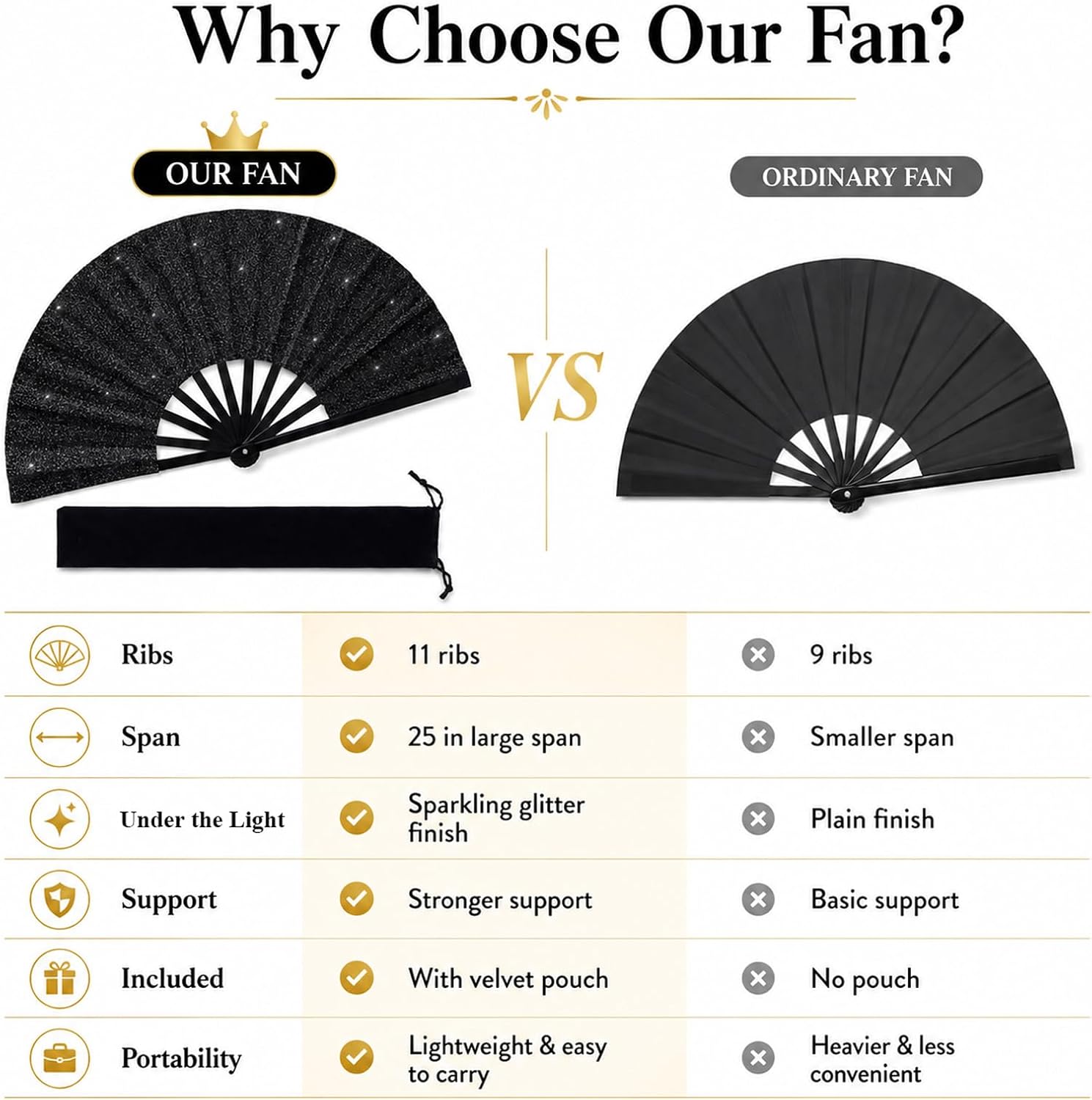 13inch Large Hand Fan