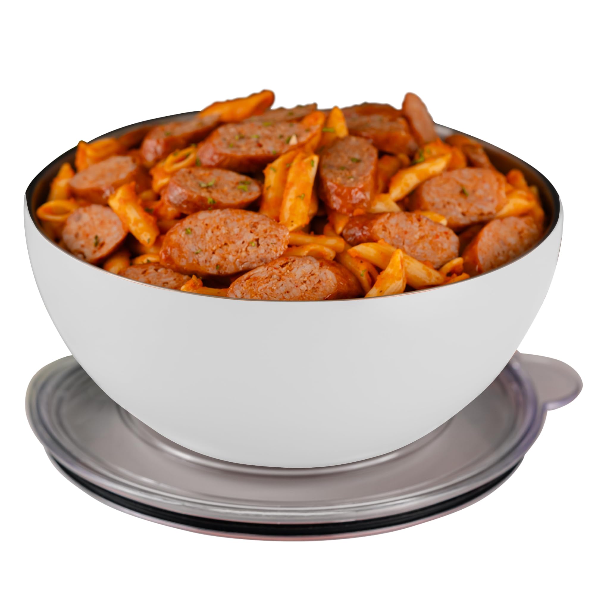 served Premium Large Serving Bowl 100oz 3qt - Keep Food Hot or Cold for Hours with our Vacuum-Insulated, Double-Walled, Copper-Lined Stainless Steel Serving Bowl (White Icing)