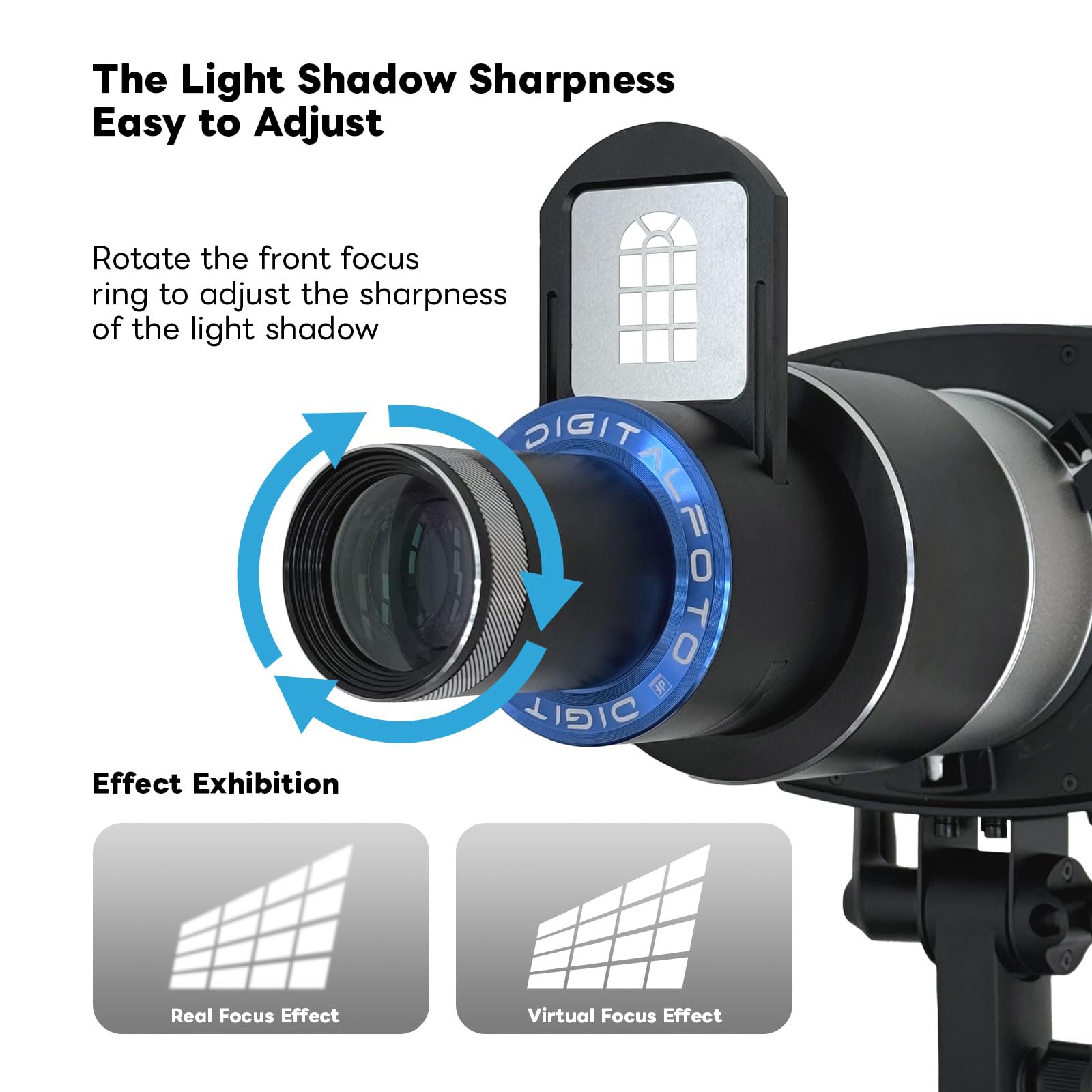 DIFESURO Proiettore ottico Snoot Bowens Mount Gobo, 39 Gobos, attacco di proiezione per faretto fotografico, compatibile con Aputure Amaran 100X/D 200D/X, 150C, Godox SL60 per ritratto, focalizzabile
