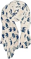 Vista 23 de V28 Hermosa bufanda larga y suave con estampado de elefante azul - grande