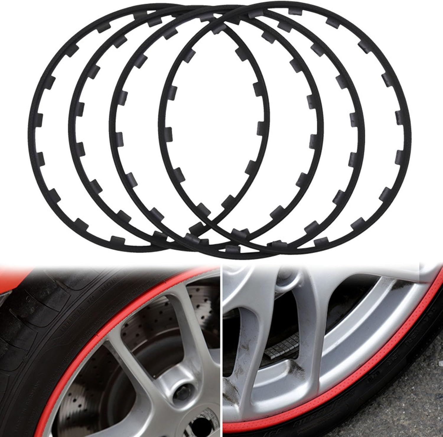 Car Rims Edge Trim Protector - 16-20in Wheel Protectors Wheel Rim Protection Ring Auto Tire Guard Strip for All Car Models(Black,20in)