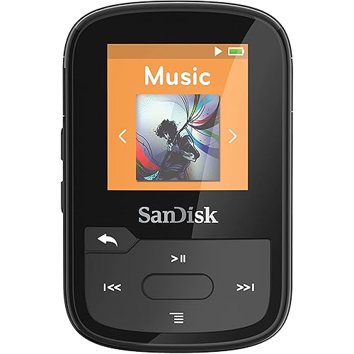SanDisk 32GB Clip Sport Plus MP3 Player, Black - Bluetooth, LCD Screen, FM Radio - SDMX32-032G-G46K