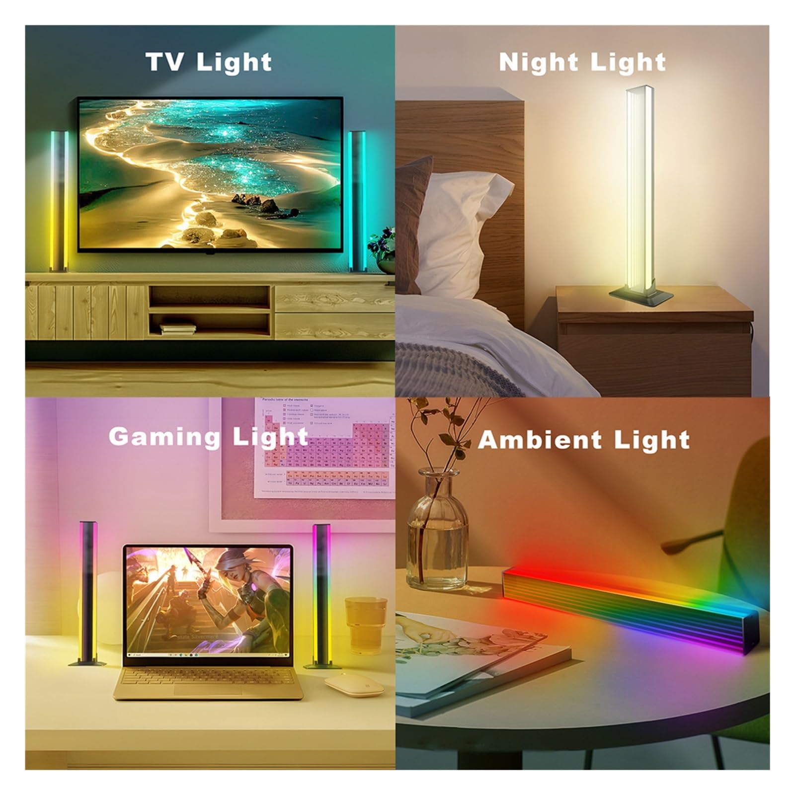 Lampa Stojąca Światło LED RGB Para Wystrój Pokoju Lampa Otchłań Bluetooth Nocne Oświetlenie Otoczenia Pulpit Nastrojowe Do Telewizora Gry Komputerowe Prezent Na Boże Narodzenie(Black)