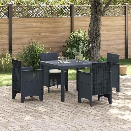 Miniatura 22 de Juego de 3 piezas de patio bistró moderno al aire libre ratán juego de comedor antracita para jardín, terraza, balcón, apartamento, espacios