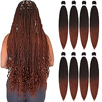 Vista 1 de Alrence Cabello trenzado preestirado largo de 30 pulgadas – 8 paquetes de extensiones de cabello trenzado profesional, trenzas de crochet de fibra