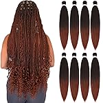 Alrence Pre Stretched Braiding Hair Long Braid 30 Inch 8 Packs Professional Braiding Hair Extensions Synthetic Crochet Twist Braids (30 Inch,T1B/350)