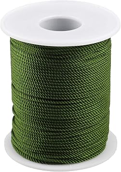Twisted Nylon String 3 Ply Twine for Gardening DIY Crafting Bracelets Making 1.5mm-164feet, Army Green