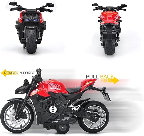 Miniatura 3 de CYYSFIVQZ Juguetes de motocicleta de tracción hacia atrás, modelo de motocicleta con luz y música, motocicletas de juguete para niños a partir de 3