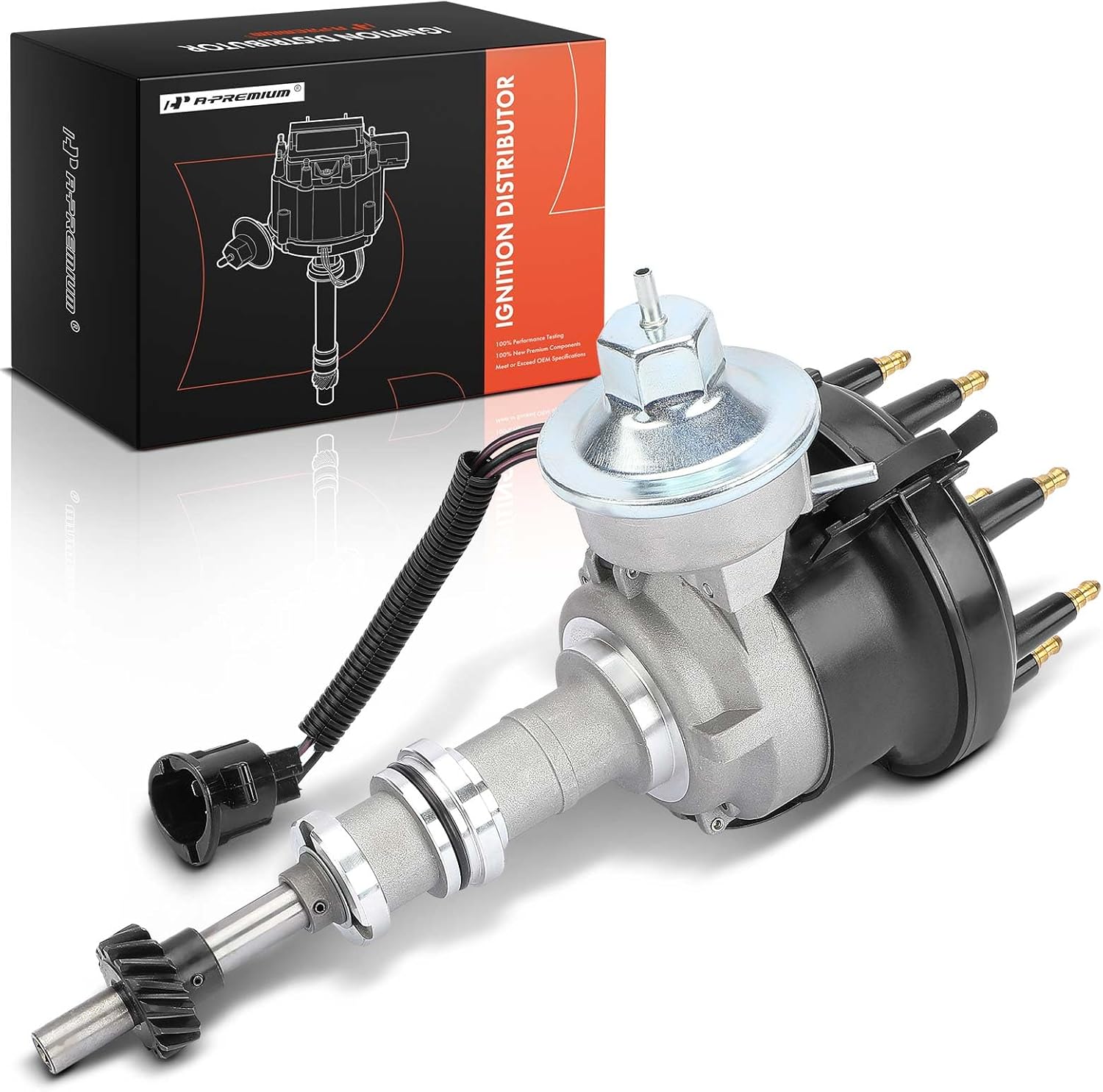 A-Premium Ignition Distributor with Cap and Rotor Compatible with Ford F-150, F-100, F-250, F-350, LTD, Custom, Country Sedan & Lincoln Continental, Mark IV & Mercury Cougar, Grand Marquis