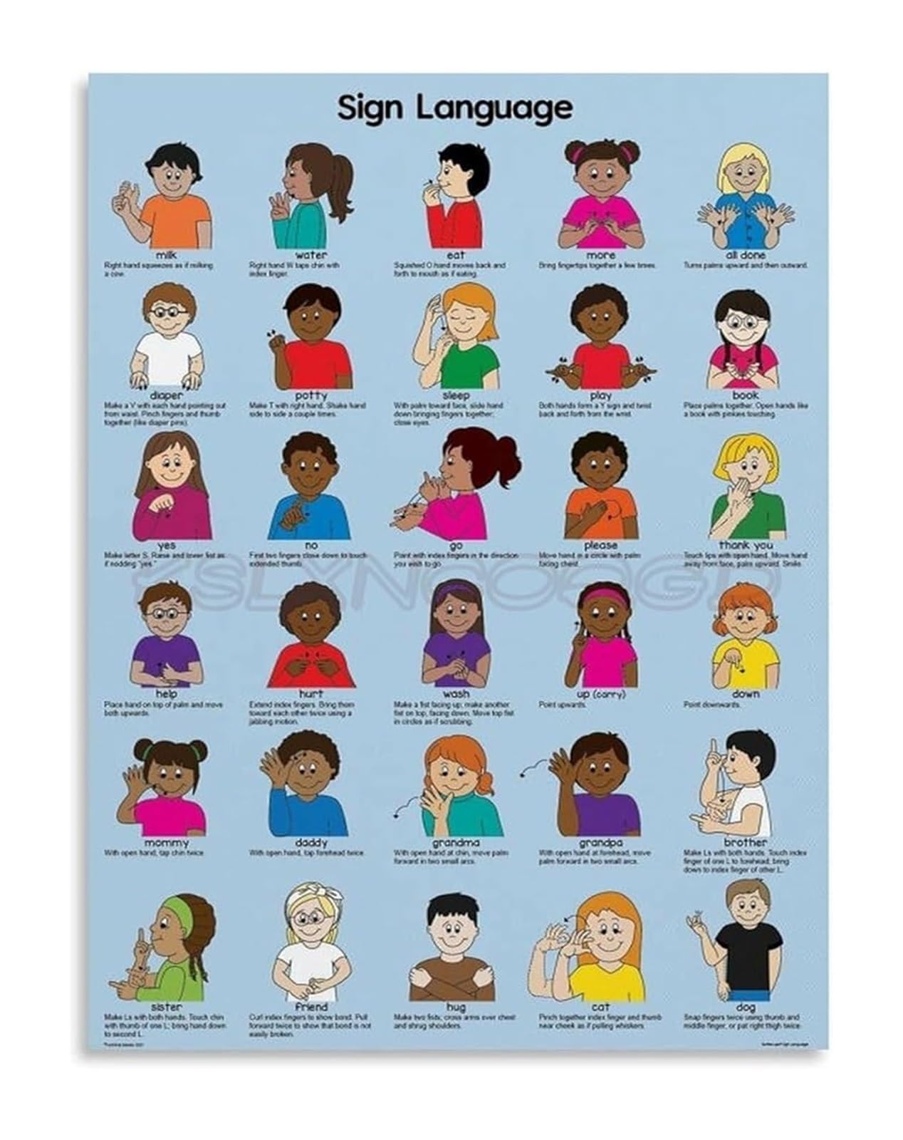 MQXFCZUX ASL Alphabet Wall-Art American Sign Language ABC Poster Canvas for Room Homeschool Unframed,08x12inch(20x30cm)