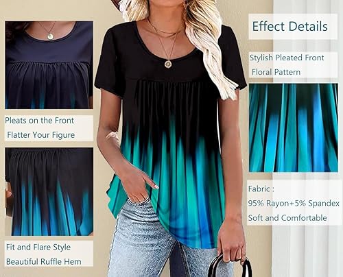 Miniatura 3 de Women's Summer Short Sleeve Tunic Plus size ladies shirts Floral Blouse Loose Flowy Tops for Leggings M-4XL