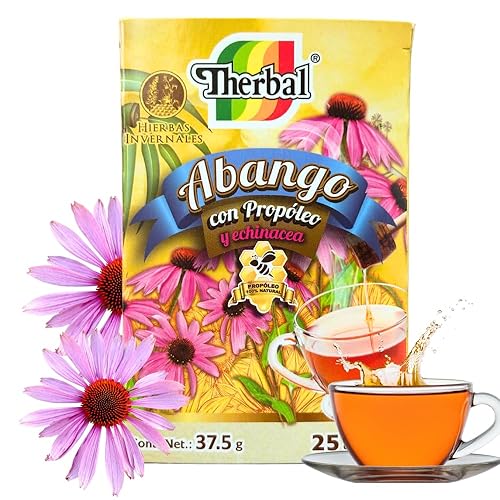 Therbal Té de hierbas Abango con propóleo y equinácea – 25 bolsas de té – Infusión natural sin cafeína – Mezcla de hierbas de invierno