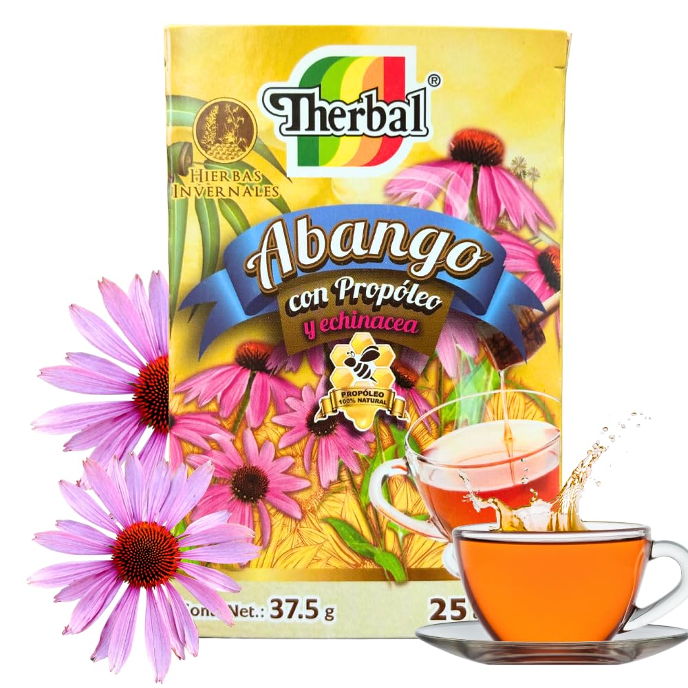 Therbal Abango Herbal Tea with Propolis & Echinacea – 25 Tea Bags – Natural Caffeine-Free Infusion – Winter Herbal Blend