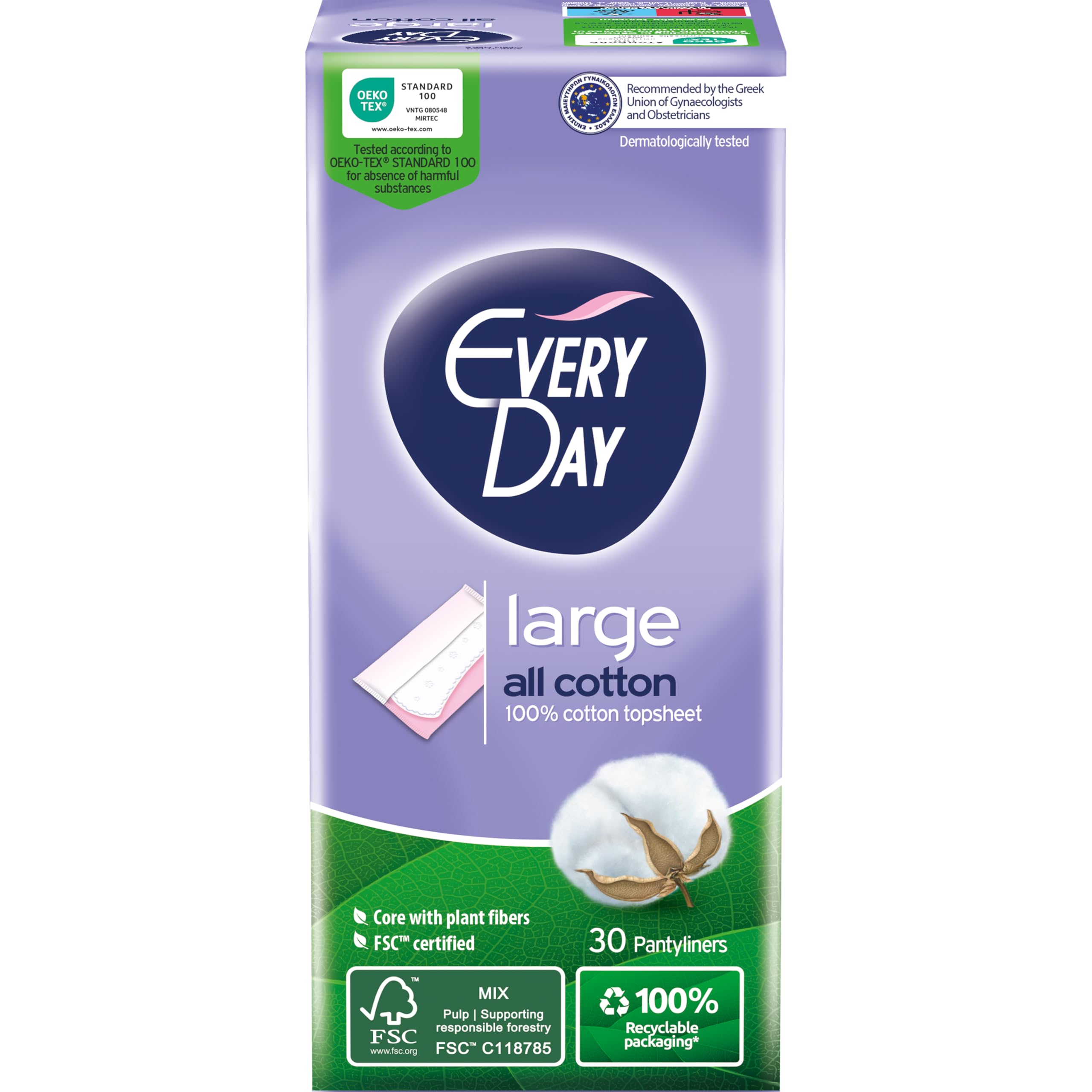 EveryDay All Cotton Salvaslip Large, Filtrowanie 100% Bawełna, 30 jednostek