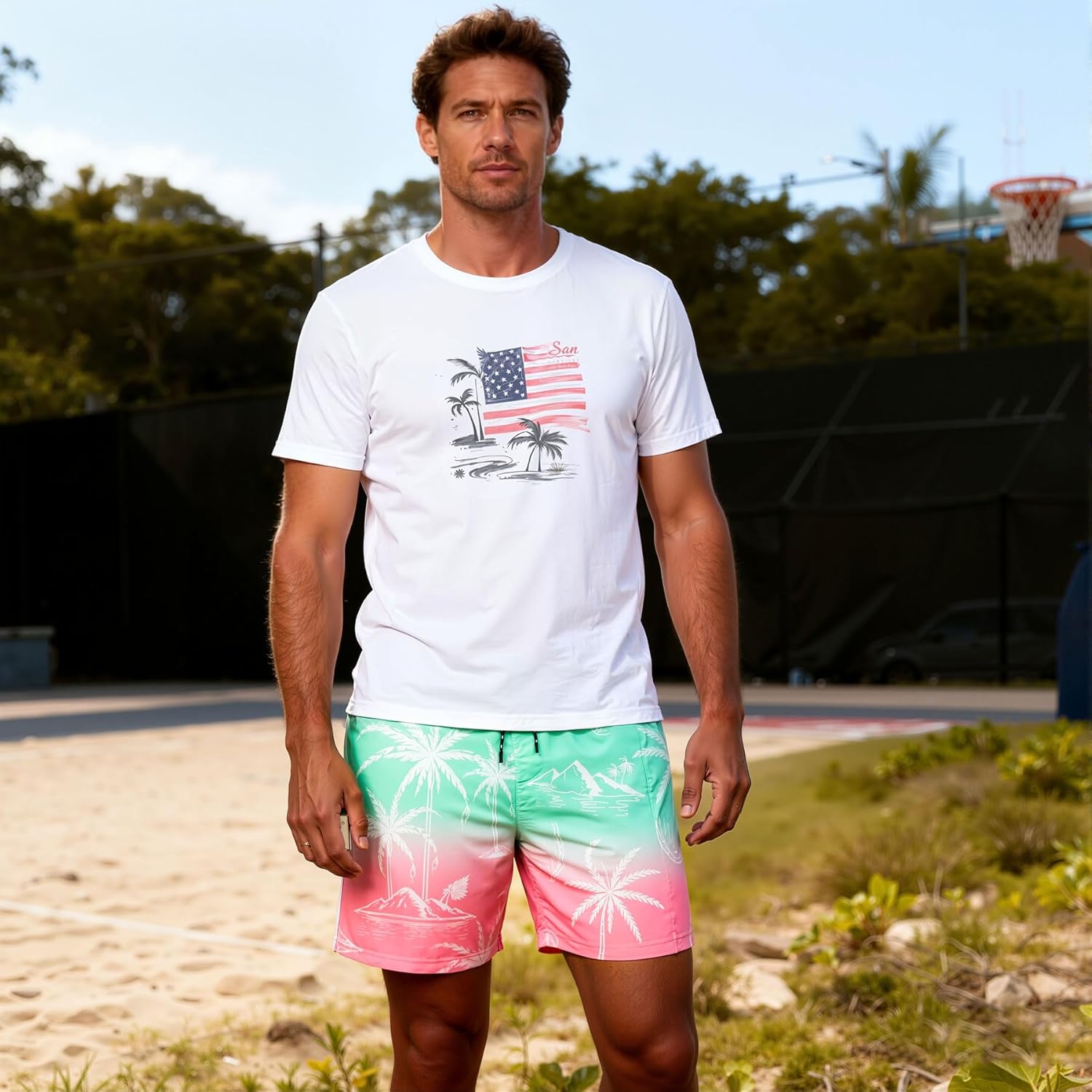 Cozople Mens Swim Trunks with Compression Liner 5.5" Inseam Quick Dry Bathing Suit Lightweight Swimming Shorts - Image 8