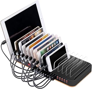 Multi Port USB Charger Hub USB Charging Station 15-Port USB Socket Fast Charging Desktop Organizer Multiple USB Ports with Intelligent IC Auto Detect Tech for Android/IOS Cellphones, Tablet,Media Play
