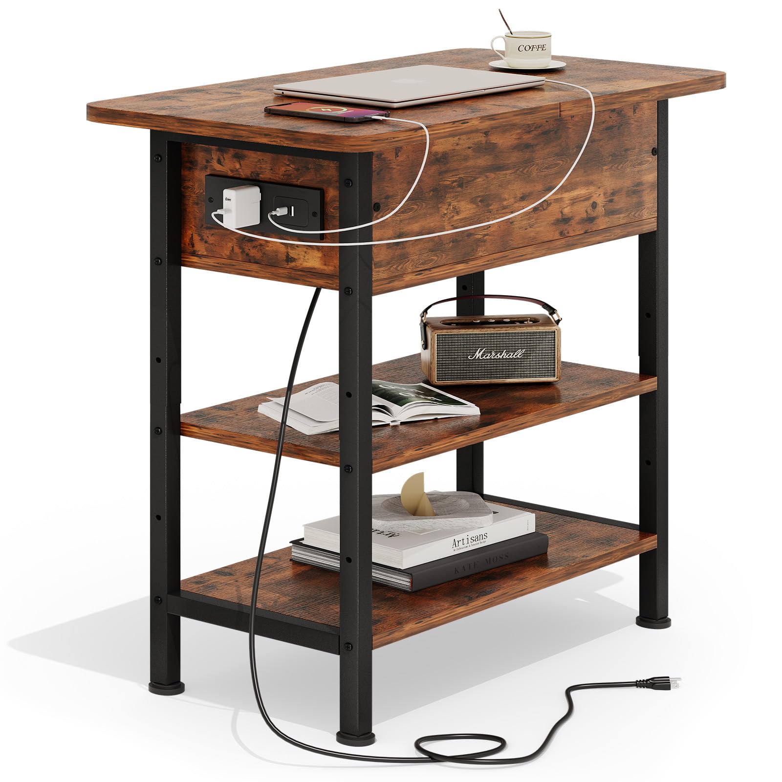 GRUSIGN End Table with Charging Station