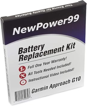 NewPower99 Battery Kit for Garmin Approach G10 with Tools, Video Instructions, Long Life Battery