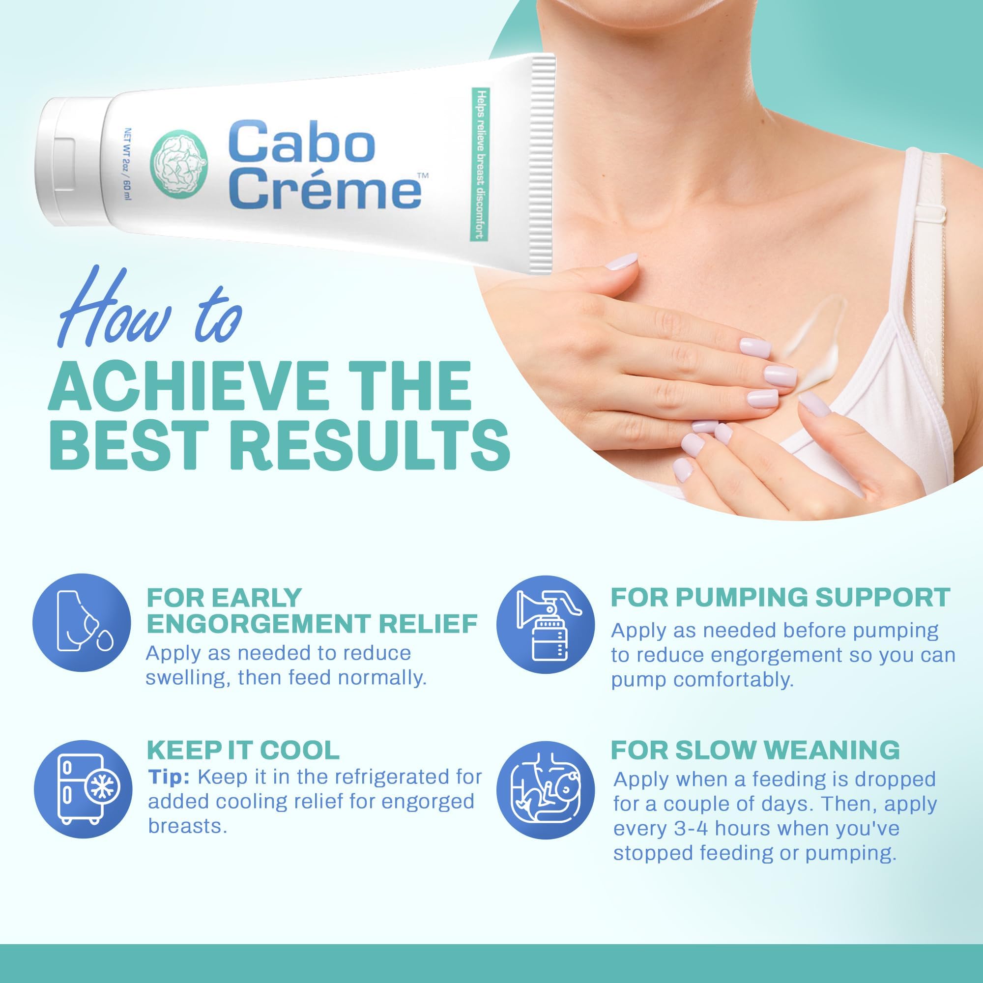 CaboCréme Lot de 2 crèmes de poitrine au chou pour soulager la tendresse et l'engorgement, soutien du sevrage d'allaitement – Sécher le lait maternel – Essentiel post-partum – Créé par OB-GYN et