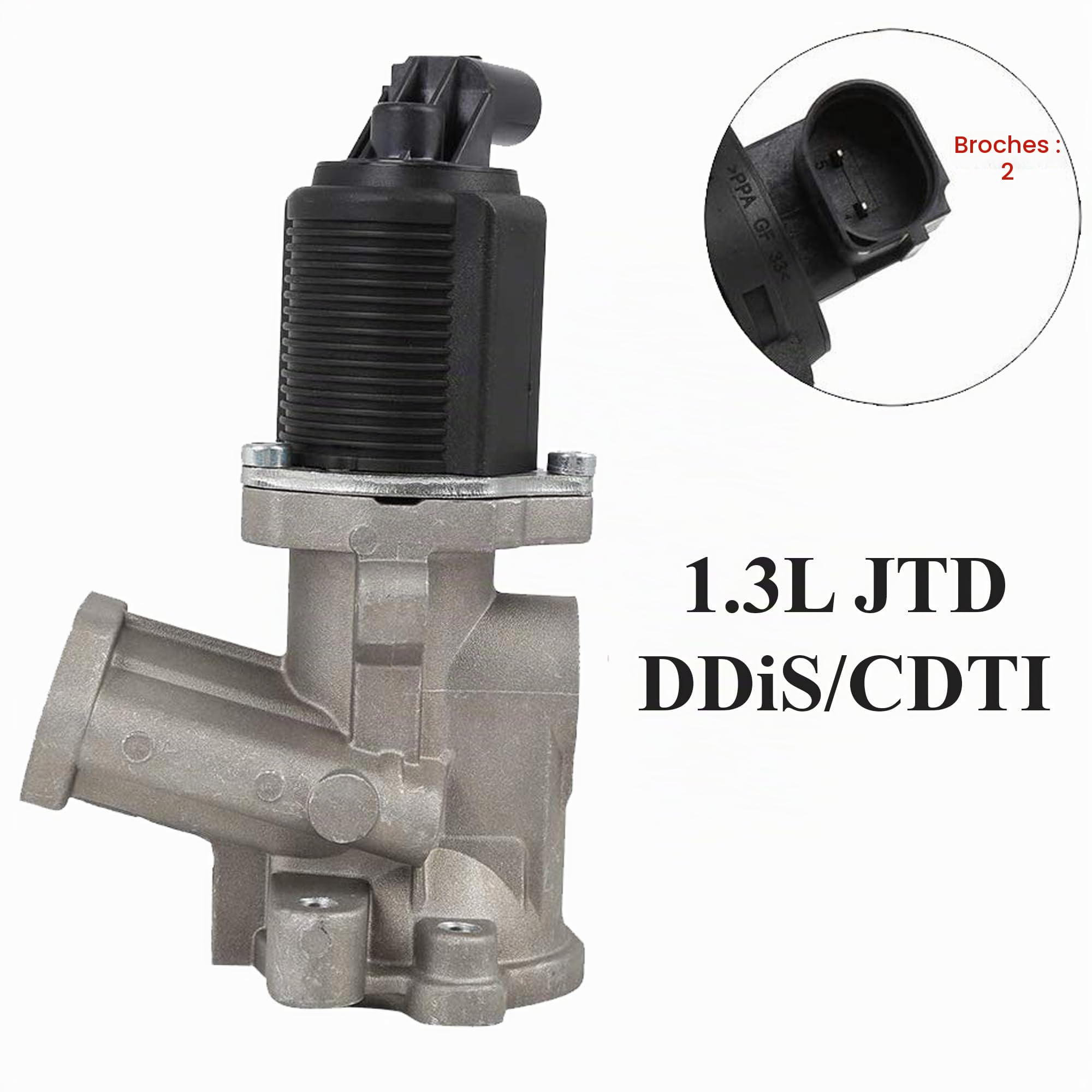 Partsline Vanne EGR compatible avec 500, Doblo, Fiorino, Idea, Panda, Punto, Qubo, Combo, Corsa C D, Meriva A, Ignis, Swift III 1.3 D Multijet JTD CDTi DDis - 55184651 55201144 55219498