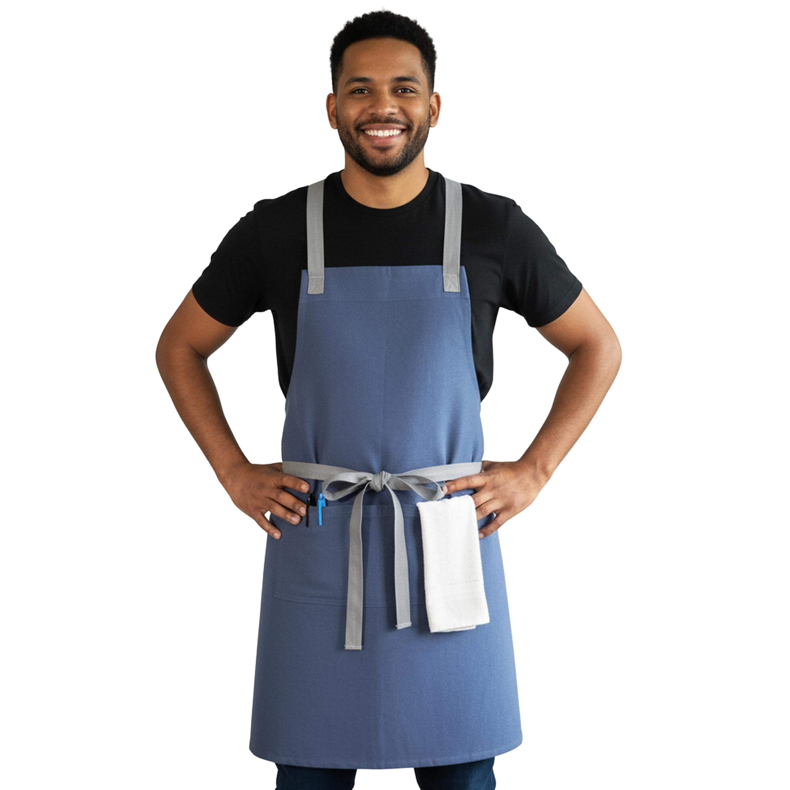 Work Apron – Stylish Cotton Apron with Rip Stop Weave, Waterproof & Breathable Membrane, Durable Tear Resistant, Chef, Kitchen, BBQ, Workshop & Gardening Apron-Forest Green-image-9