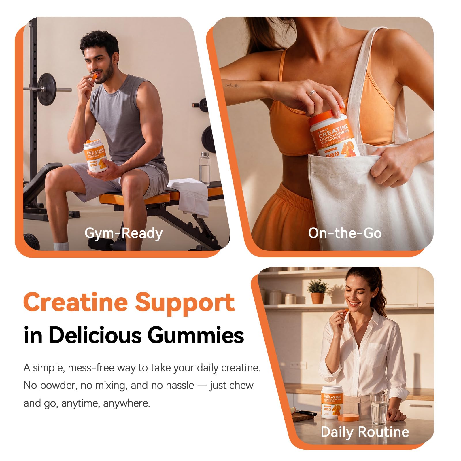 Creatine Monohydrate Gummies 4500mg Per Serving, Creatine Gummies Dietary Supplement for Men & Women, No Added Sugar, Non-GMO, Gluten Free, 90 Gummies, Orange Flavor — Amazon image 5