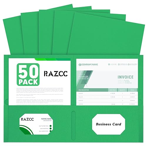 Two Pocket Folders, RAZCC 50 Pack 2 Pocket Folders Fit