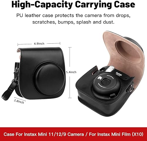 Miniatura 4 de Funda protectora para cámara instantánea Fujifilm Instax Mini 11 12 9, piel sintética de alta calidad con correa extraíble, funda para cámara con