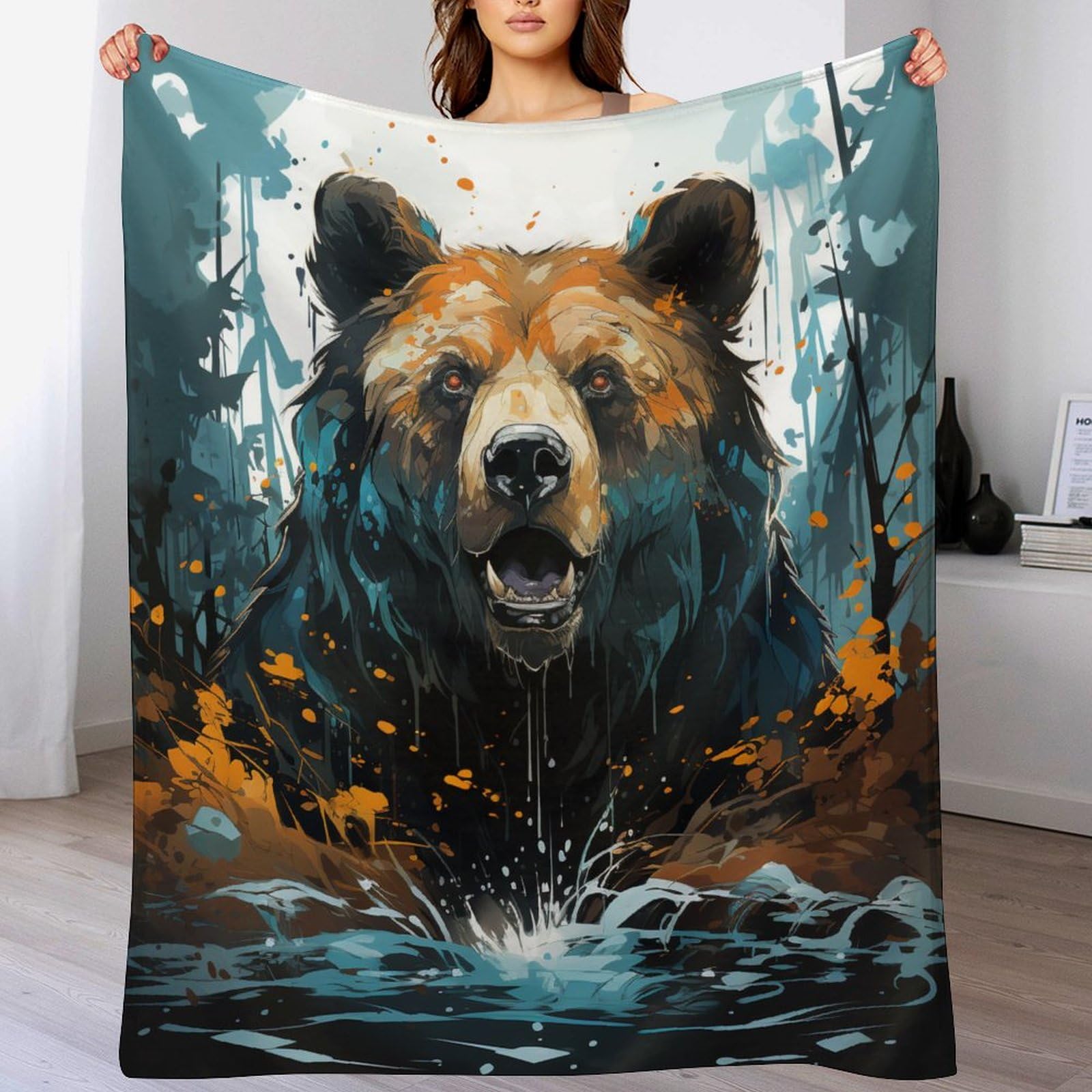 Couverture polaire ours grand plaid chaud pour soirées cocooning sur le canapé