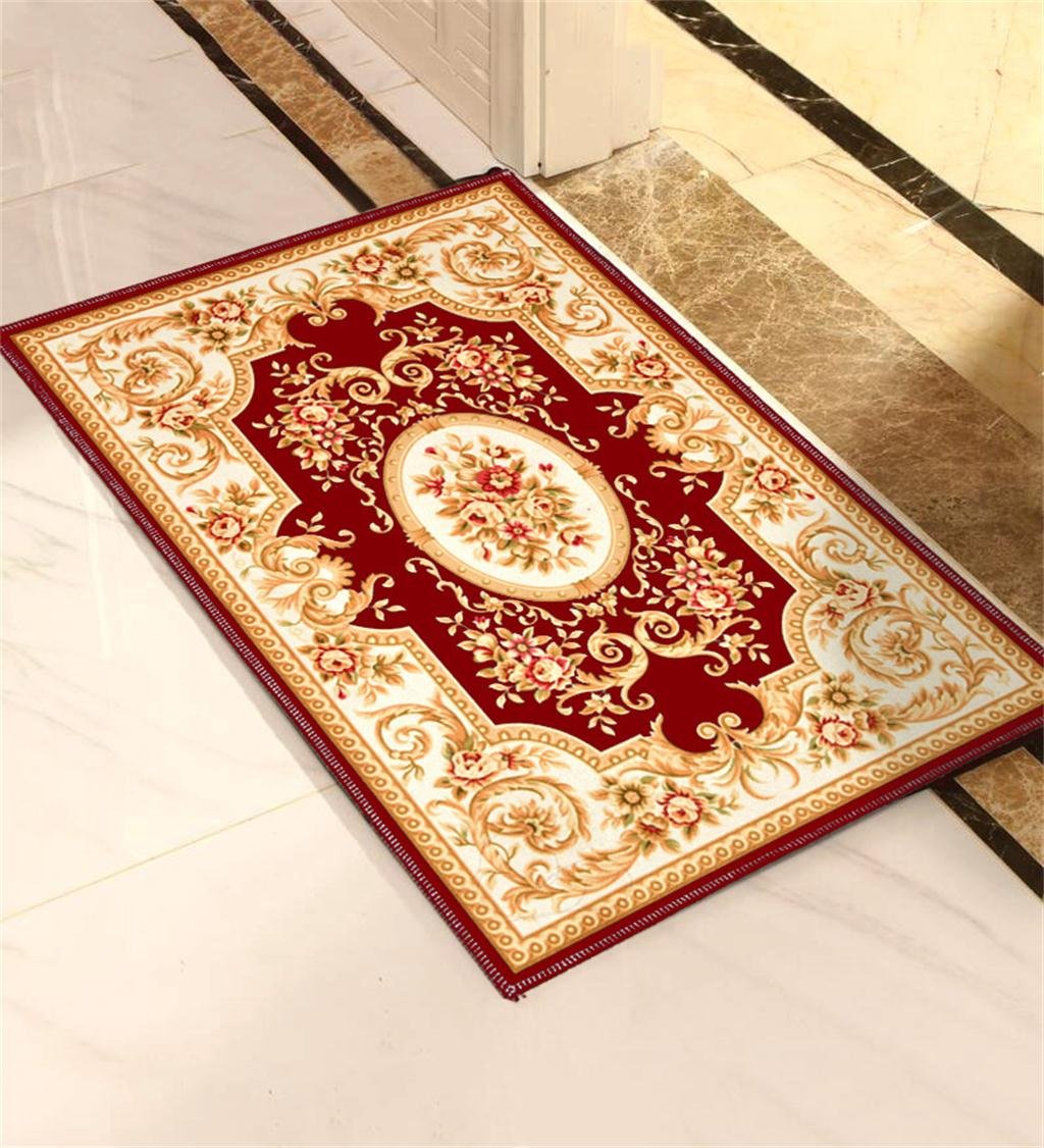 CAIJUN Rugs European Non-slip Rug Door Mat Bathroom Mats Plant Flowers Pattern Can Be Customized Area Rugs (Color : Red, Size : 50 * 80cm)