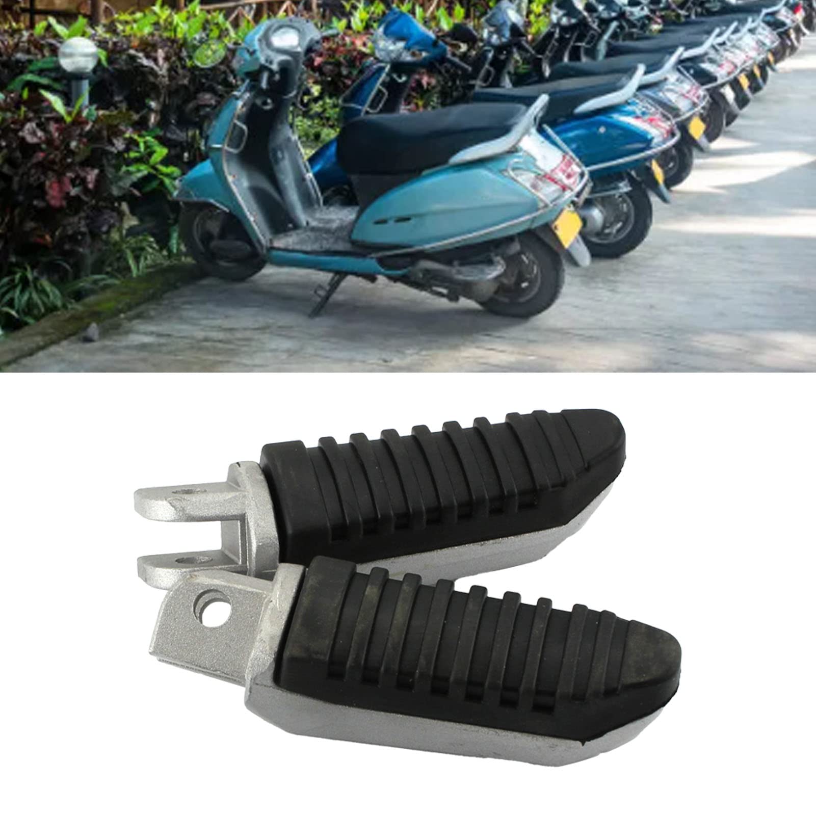 Pedalini per Motocicletta in Alluminio con Gomma – Poggiapiedi Comodi per Moto Elettriche e Tradizionali, 2 Pezzi, Design Ergonomico e Antiscivolo, Adatti per,