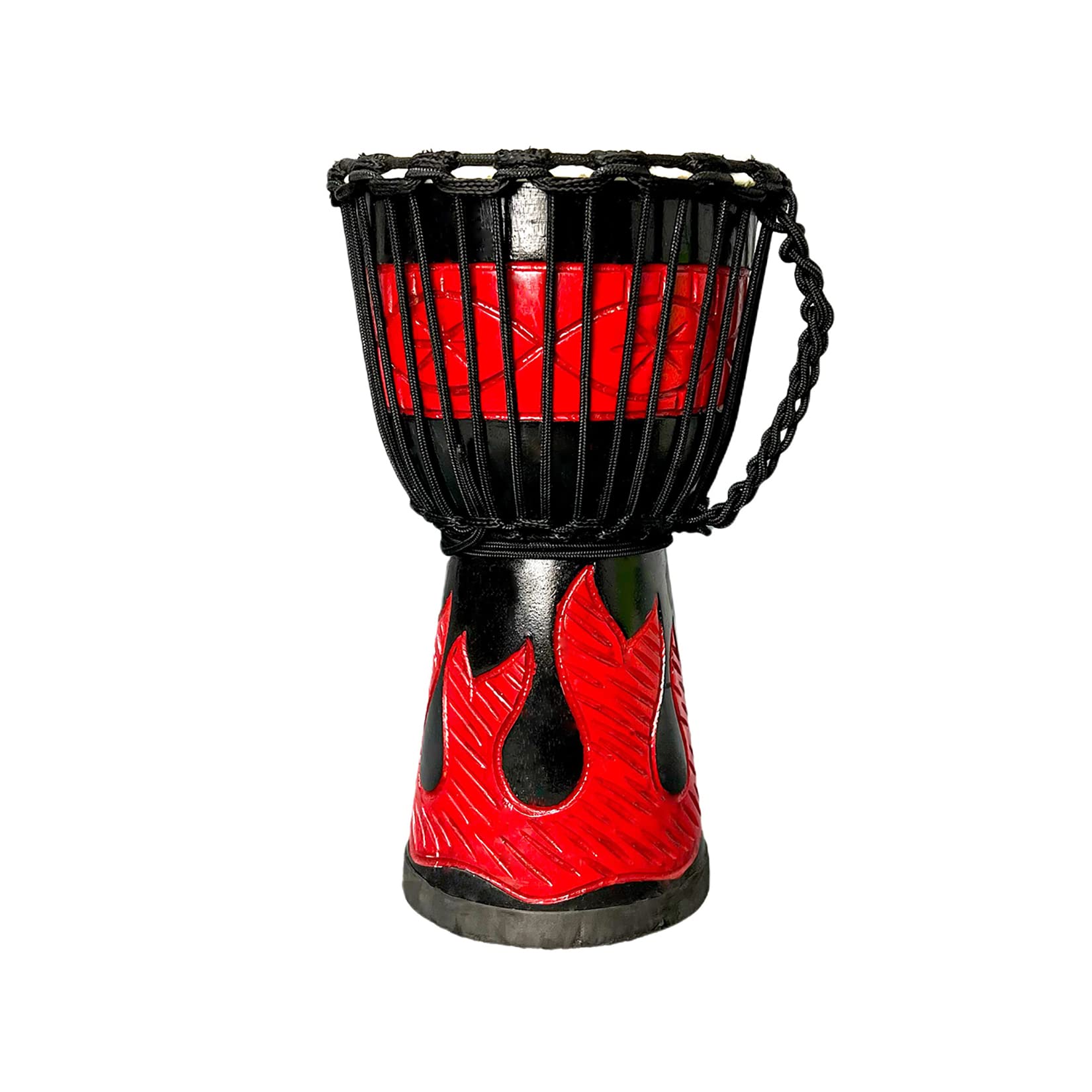 RUOSWTE Djembe, West African Style Professional Drum, Mahogany Hand Carved Goat Bongo, Music Healing Instrument (8'') Black