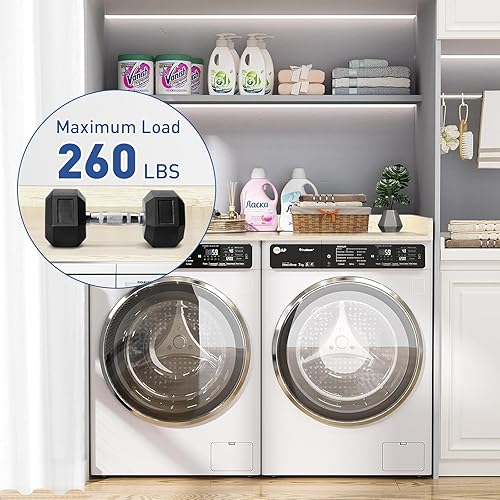 Miniatura 8 de Encimera de lavadora y secadora 27.5 x 54 pulgadas para lavadora y secadora, encimera antideslizante para lavadora y secadora con borde de