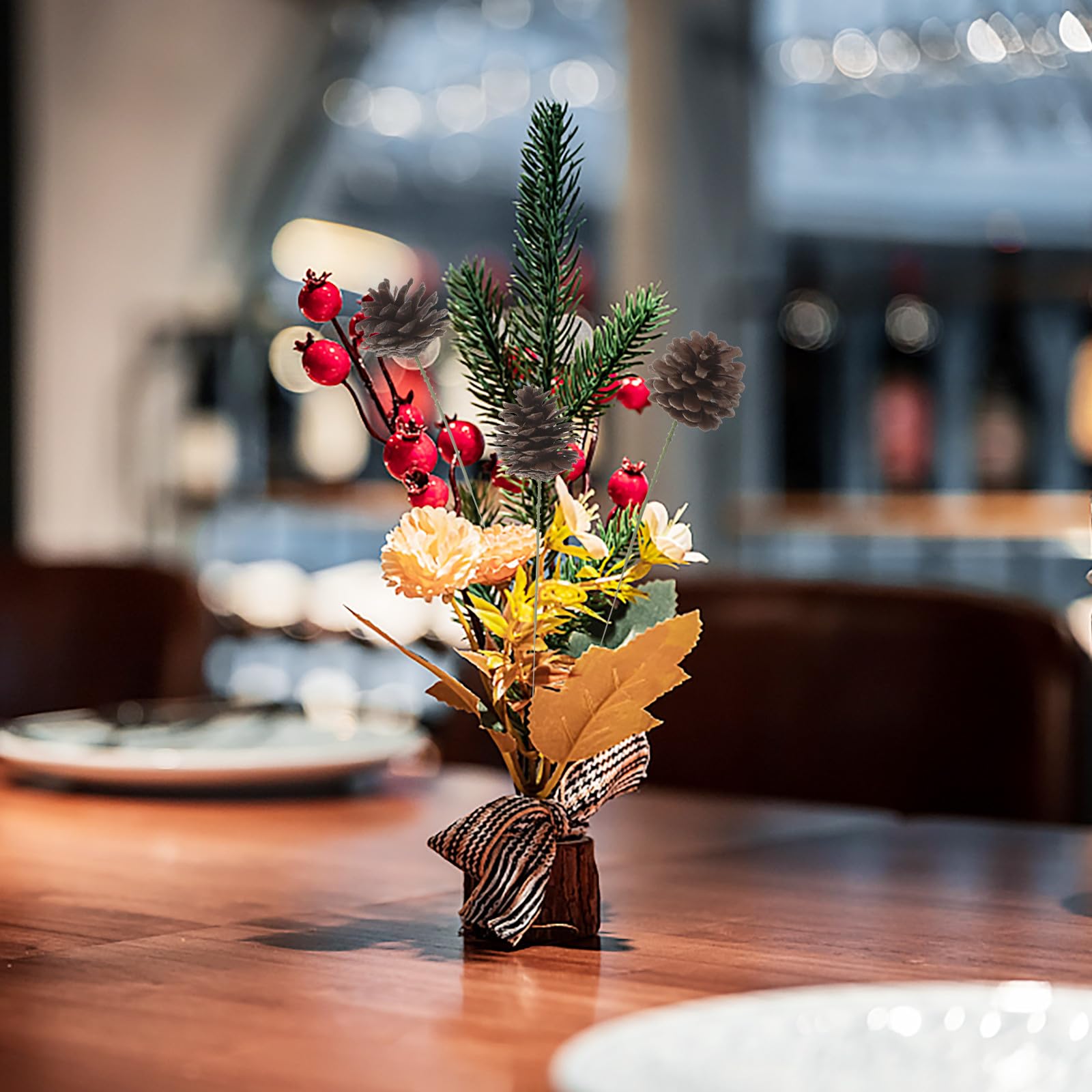 Beaupretty Accessoires Créatifs et Délicats et Décoration de Sapin de Noël Pommes de Pin Décoratives Lot de 20 en Bois et Fer Fêtes de Noël pour Hôtel et Fêtes de Noël