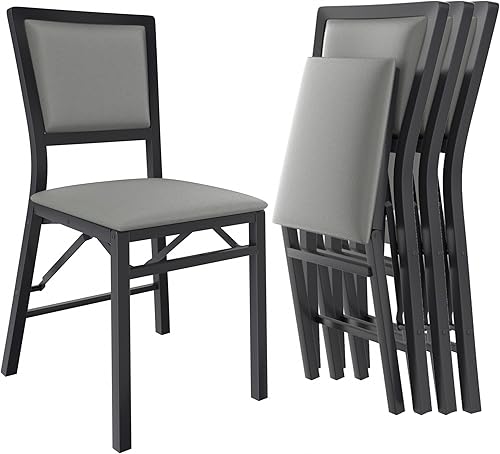 Miniatura 14 de VECELO Juego de 2 sillas plegables con cojín, asientos acolchados plegables con estructura de metal resistente para cocina/comedor/sala de estar