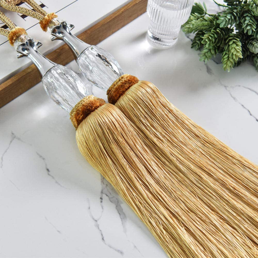 Alzapaños de cortina de cristal de lujo con borlas, elegantes alzapaños de cortina para decoración del hogar, color dorado
