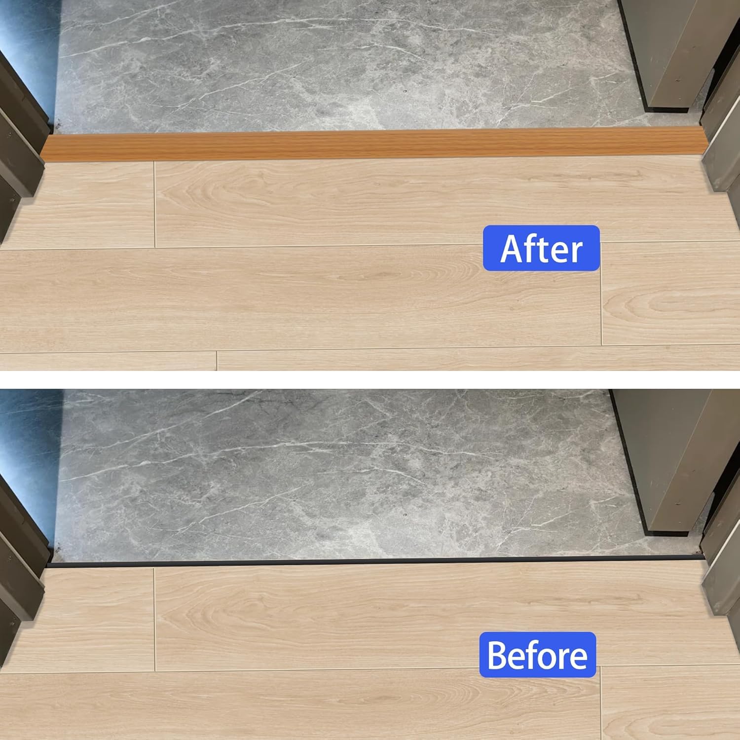 4M Samoprzylepna taśma krawędziowa do wykładziny PCV Listwy przejściowe do podłóg laminowanych Listwy progowe do drzwi Płytki wykończeniowe(Grey Wood Grain,4M)