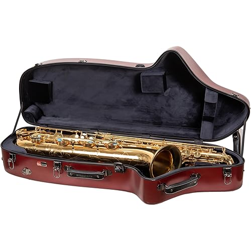 Crossrock Low A Baritone Saxophone Case with Wheels | Polycarbonate Hard Shell, TSA Lock, Anti-Scratch Finish, Neck & Mouthpiece Storage–Red (CRF4050BSRD)
