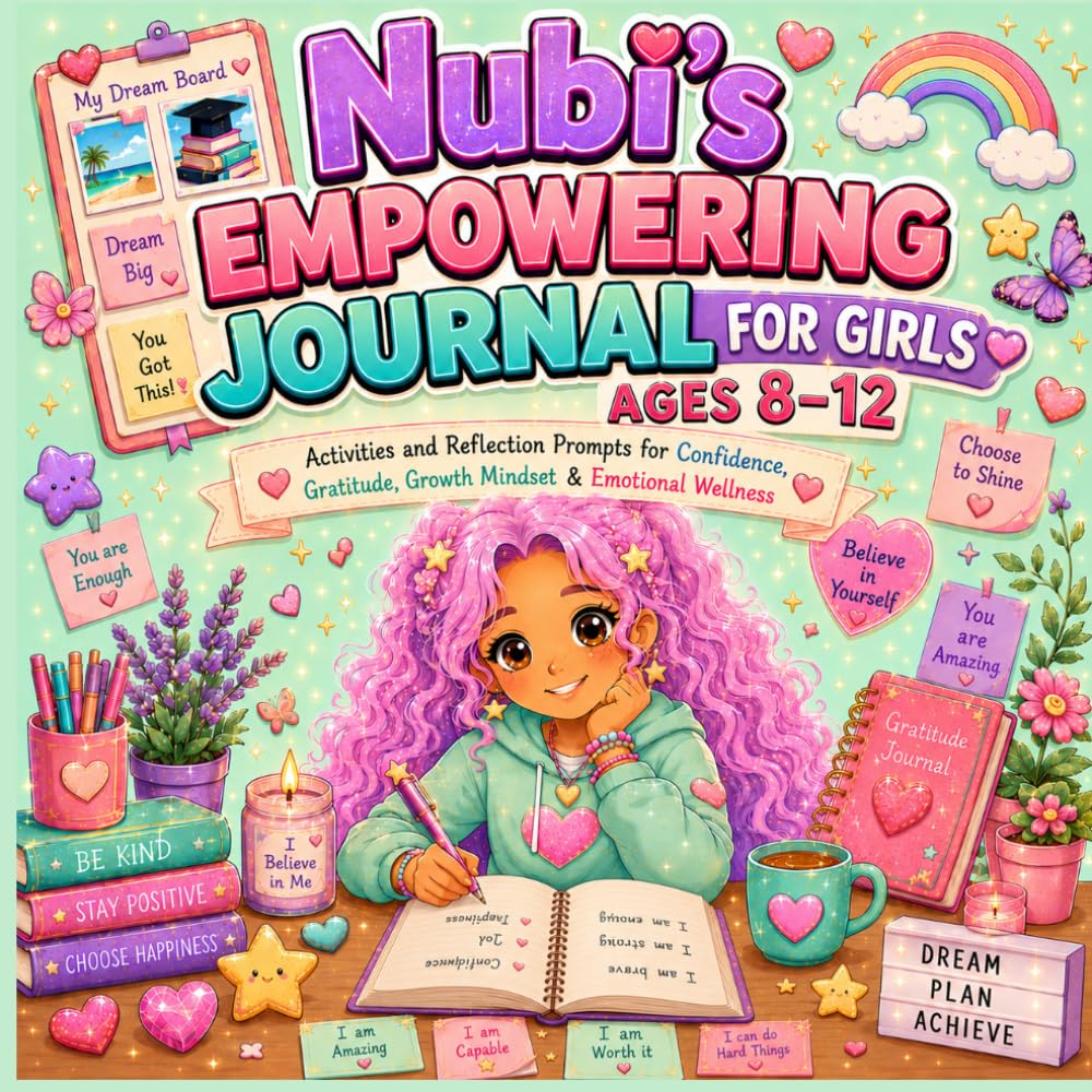 Nubi’s Empowering Journal for Girls Ages 8–12: Activities and Reflection Prompts for Confidence, Gratitude, Growth Mindset & Emotional Wellness