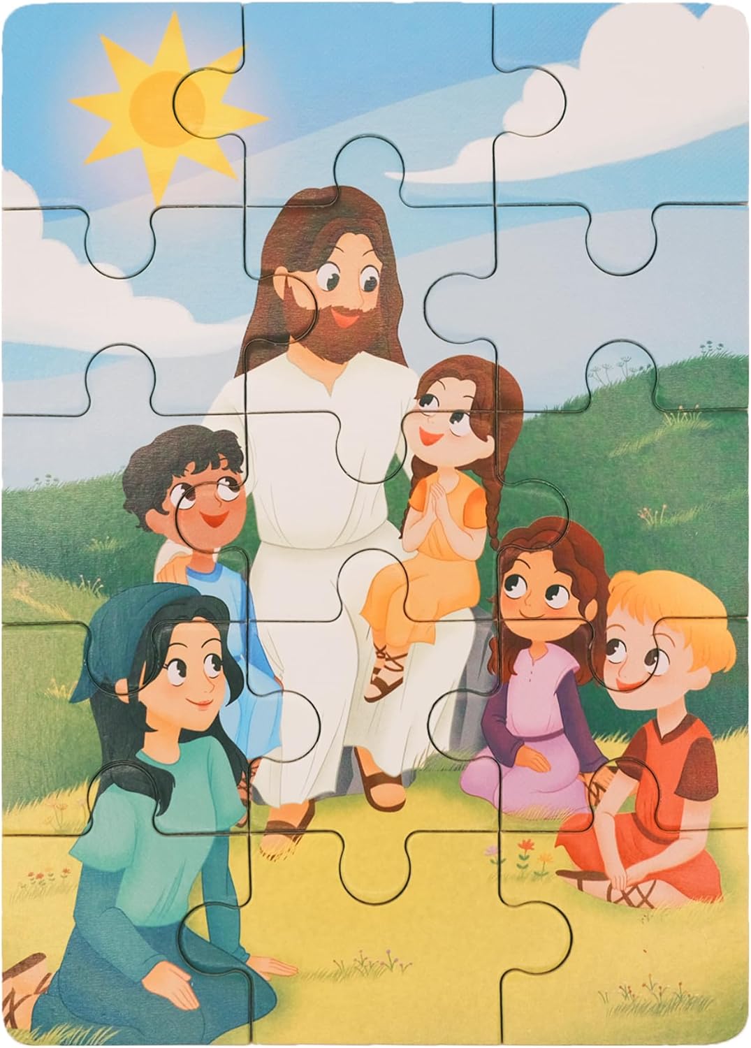 Bible Puzzles for Kids Ages 4-6 | 4-in-1 Puzzle in Box (15 pcs Each) | Christian Gifts for Kids | Christian Puzzles for Toddlers for Grandkids (New Testament B)