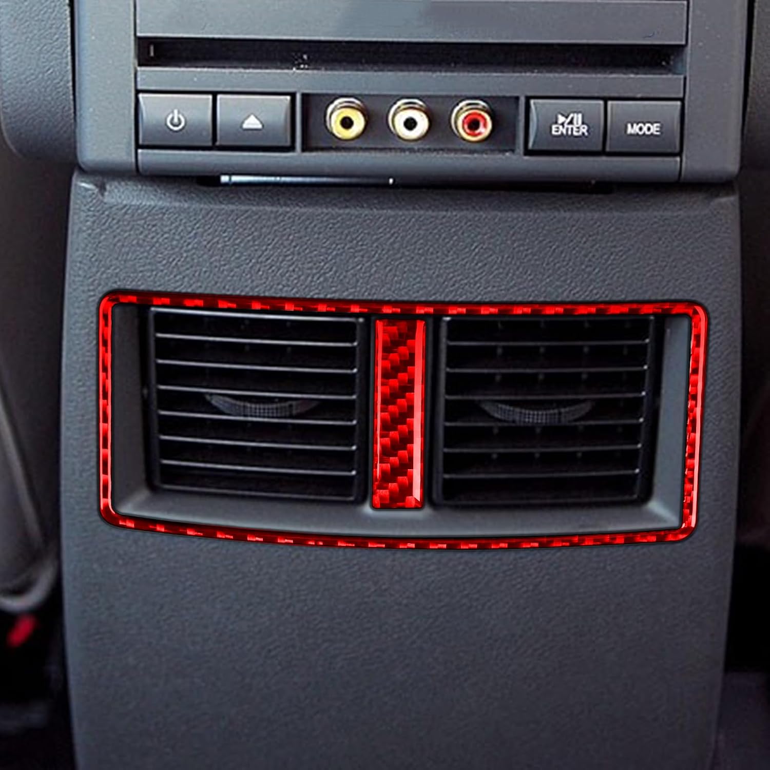 Generic Real Premium Carbon Fiber Decals Compatible with Chrysler 300 300C 2005 2006 2007 Car Rear Center Console air Conditioning Vents Frame Sticker Auto Interior Accessories Decoration Red