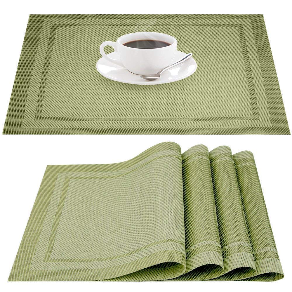 Placemats, Placemats for Dining Table Set of 4, Heat-Resistant Washable PVC Table Mats Durable Woven Vinyl Kitchen Table Mats